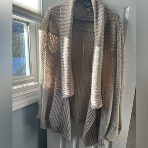 LOFT Beige Cardigan Sweater XL